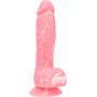 Pure Love 7.5 Inch Silicone Dildo with Suction Cup, Glow in The Dark Pink Dong, Adult Sex Toy, Marble Pattern, Full Silicone Harness Compatible