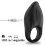 Medical Silicone Vibrating Cock Ring, Waterproof Rechargeable Penis Ring Vibrator, Powerful Vibration Adult Sex Toy for Male and Couple, Full Silicone Vibrating Cock Ring (Black)