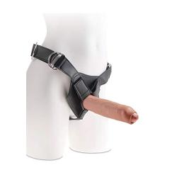 King Cock Strap-on Harness with 9 Inch Uncut Cock, Tan