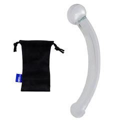 Wowlife Bent Graduate Glass Massager Anal Plug Curve Shape P Spot & G spot Stimulator Crystal Butt Plug Personal Massager Flirt Dildo Dong Penis Anal Toy