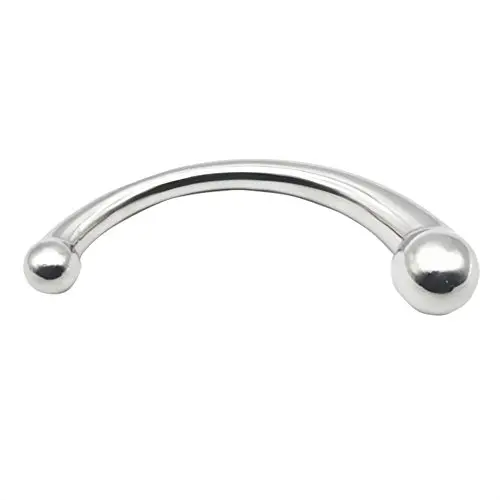 YiFeng Stainless Steel Curved Dual Ended Dildo, G-spot P-spot Stimulator for Anal Play Prostate Massage (Metal Silver) YiFeng Stainless Steel Curved Dual Ended Dildo, G-spot P-spot Stimulator for Anal Play Prostate Massage (Metal Silver)