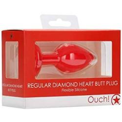Ouch! by Shots America - Diamond Heart Butt Plug - Regular - Red