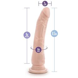 Edens 8.5" Realistic Vaginal and Anal Long Dildo - G Spot Stimulating Curved Dong (Beige)