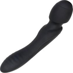 Evolved Novelties Silicone USB Rechargeable Waterproof Wanderlust Dual Sided Powerful Wand Massager Black