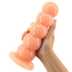 JRZDFXS Silicone Big Ball Silicone Bendable Flexible Large Beads Plug Toys for Men - Huge Size Insert Stǐck - Pleasure Toy for Female Beginner Personal Body (Color : Beige)