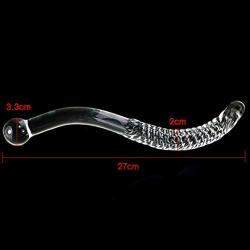 Double-Ended Glass Wand Textured Curved Huge Smooth Medical-Grade Crystal Stick for Women Men Female Beginners