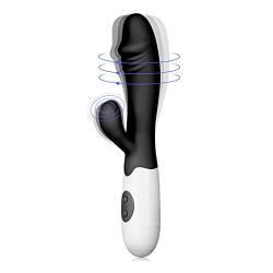 Portable Wand Massager, 30-Speed Vibrating Silicone Waterproof G Spot Vibrators Dual Vibration Handheld Massager for Women,Personal Fitness,Body Muscles Relax, Use in Bedroom, Bathroom-Black