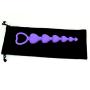 LoveI Anal Sex Toy Beads Butt Plug Heart Shaped Prostate Massager with Safe Pull Ring Handle Soft Carry Bag Unisex G Spot - Purple