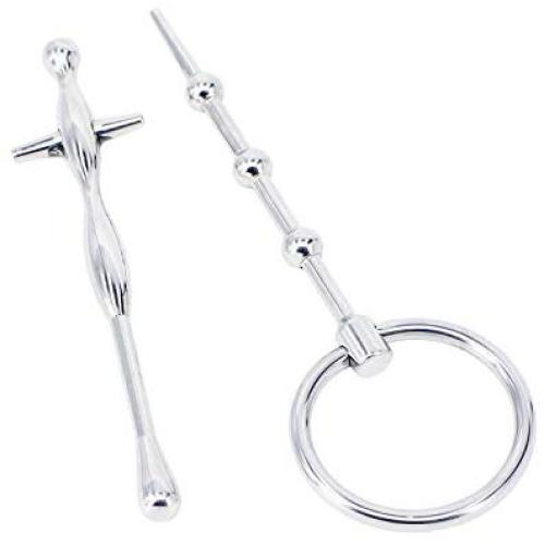 Mini Urethral Sounds Plug Beginners Set, Eastern Delights 2 Pcs Stainless Urethral Sounding Rod for Men