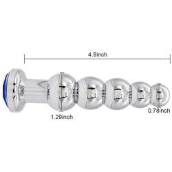 Romi Metal Beads Gem Anal Plug Toy - 5 Beads Stainless Steel Pleasure Wand Butt plug for Men and Women