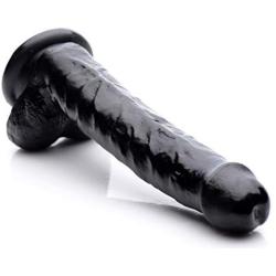 Easy Entry 8 Inch Slim Dildo with Balls, Black