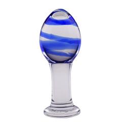 Wowlife 4.53 11.5 cm SM Fetish Blue Glass Crystal Ball Anal Plug G-spot Stimulator Butt Pleasure Wand Mushroom Adult Sex Toy