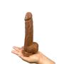 Ultra Realistic Dildo-Bendable 8” Sex Toy G-Spot Stimulator-Premium Massage Dual Density for Beginners Women with Strong Suction Cup, Free Lube & Satin Bag (Flesh)