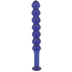 Eastern Delights 7 Beads Glass Pleasure Toys, Anal Training Butt Plug for Beginners (Deep Blue)