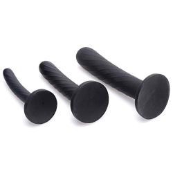 Strap U Trinity Strap-on Silicone 3 Piece Dildo Set, Black