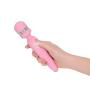 Pure Love Silicone Vibrating Wand and Personal Massager, Pink Color, Rechargeable and Multi-Speed with Swarovski Crystal Button, Quilted Handle, Adult Sex Toy, Body Massager