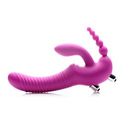 Strap U Regal Rider Vibrating Silicone Strapless Strap On Triple G Dildo