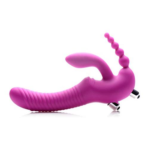 Strap U Regal Rider Vibrating Silicone Strapless Strap On Triple G Dildo