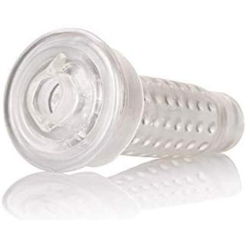 CalExotics Optimum Series Stroker Pussy Pump Sleeve - Male Silicone Masturbation Sleeve - 6.25 Inch Adult Male Masturbator Sex Toy – Clear