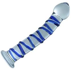 Don Wand Glass Pleasure Wand, Swirl Mushroon Tip Rocket, Blue