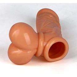 Liquid Silicone Penis Sleeve Enlargement Condom Reusable Locking Delayed Ejaculation Ring Dildo Extender Adult Sex Goods for Men