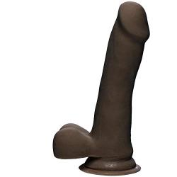 Doc Johnson The D - Slim D - 6 Inch with Balls - ULTRASKYN - 6.5" Long and 1.5" Wide - Strong Suction Cup Base - O-Ring Harness Compatible Dildo, Chocolate