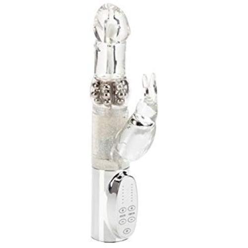 CalExotics 7-Function Platinum Jack Rabbit Vibrator With Rotation - Waterproof Vibe Sex Toys for Couples - Adult Hands Free G Spot Massager - Silver