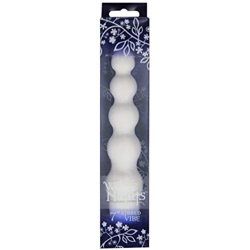 Doc Johnson White Nights - 7 inch Ribbed Multi-Speed Vibrator - ABS Plastic with Smooth Velvet Touch Finish - Great for Internal and External Stimulation - White