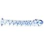 Eastern Delights Elite 6.8 Inch Bent Pleasure Wand Glass Dildo, Clear with Blue Vein