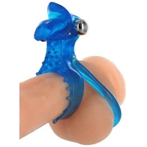 Trinity Vibes Blue Erection Support Ring with Vibrating Tip