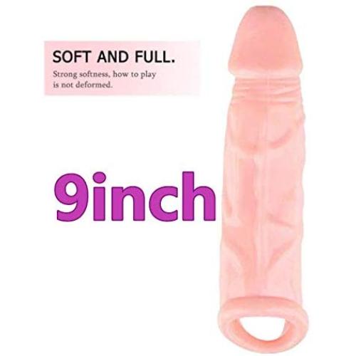 Silicone Cóndom Reusable Pênnís Sleeve Enlargement Toys for Men Chástity Clítoris Stímulator Pênnís Rings 9 INCH