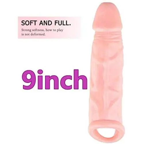 Silicone Cóndom Reusable Pênnís Sleeve Enlargement Toys for Men Chástity Clítoris Stímulator Pênnís Rings 9 INCH Silicone Cóndom Reusable Pênnís Sleeve Enlargement Toys for Men Chástity Clítoris Stímulator Pênnís Rings 9 INCH