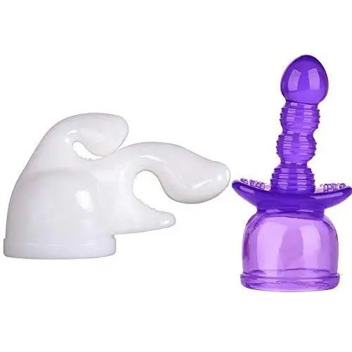 Massager Attachments, Massager Accessories Attachment Silicone- Two Different Styles (White+Purple) Massager Attachments, Massager Accessories Attachment Silicone- Two Different Styles (White+Purple)