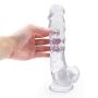 LLFX Jeans Lesbian Erotic Màssage Wand Transparent Silicone One Hundred Percent Waterproof with Suction Cup Backpack