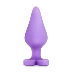 Play with Me - Naughty Candy Heart - Be Mine - Smooth Satin Finish Heart Shaped Bottom Anal Butt Plug - Platinum Silicone - Sex Toy for Men and Women (Purple)