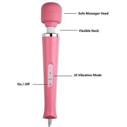 Finever Whole Body Massager Wand Back Foot Leg Aches Pains Sports Recovery Muti Speeds (Pink Color)