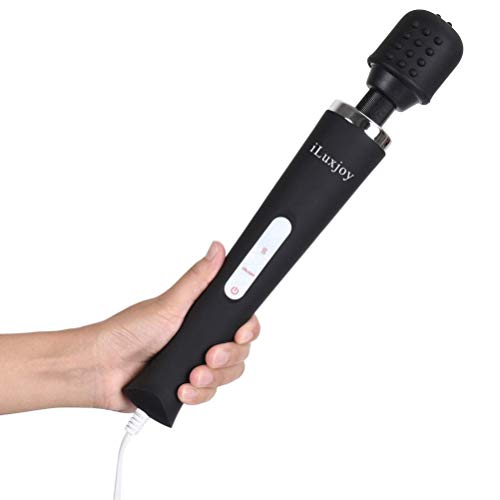 iLuxjoy Upgreded Handheld Wand Massager, Deep Tissue Massager 10 Speed Vibrations Relieves Muscle Tension Body Aches Pains Sports Recovery (Black)