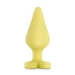 Play with Me - Naughty Candy Heart - Be Mine - Smooth Satin Finish Heart Shaped Bottom Anal Butt Plug - Platinum Silicone - Sex Toy for Men and Women (Yellow)