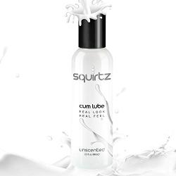 CyberSkin Squirtz Cum Lube, Unscented, White, 2.3 Fl. Oz. Travel-Friendly Size, Creamy Life-Like Manjuice, Personal Lubricant for Men, Women & Couples