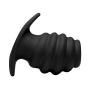 Master Series Hive Ass Tunnel Silicone Ribbed Hollow Anal Plug, Large, Black