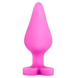 Play with Me - Naughty Candy Heart - Be Mine - Smooth Satin Finish Heart Shaped Bottom Anal Butt Plug - Platinum Silicone - Sex Toy for Men and Women (Pink)