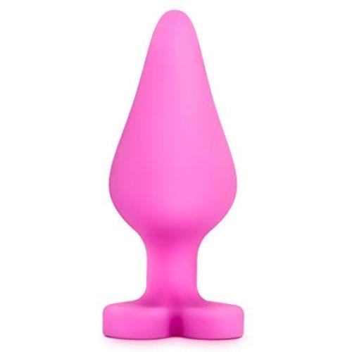 Play with Me - Naughty Candy Heart - Be Mine - Smooth Satin Finish Heart Shaped Bottom Anal Butt Plug - Platinum Silicone - Sex Toy for Men and Women (Pink)