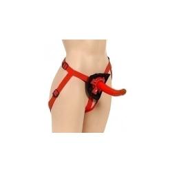 California Exotics Sophias Red Rider Harness with Dong