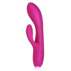 Rabbit G-Spot Dildo Vibrator Vagina Clitoris Stimulator for Women, IMIMO Rechargeable Vibrating Silicone Rabbit Vibe Adult Sex Toys with LED Multicolor Light on Diamond Patterned Textured Base