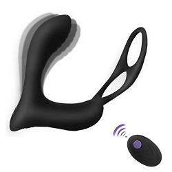 Movitip Butt Plug Remote Control Male Prostate Massager Torso with Penis Ring and Ball Loop，10 Vibration Mode Rechargeable Anal Sex Toy Waterproof G-spot Vibrating Stimulator for Couple