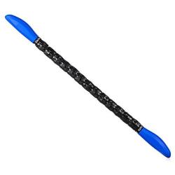 Massage Stick Muscle Roller Stick - by ZinFit | 24 inch Durable Massage Roller Back Massage Stick With Anti Slip Handles | For Back Pain Relief, Sore Neck, Tight Back | Black with Blue Handles