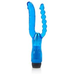 Multi Speed Double Pleasure Dual Penetrator Vibrator G-spot Female Massager with Anal Beads (Blue) Adult Sex Toy Product!