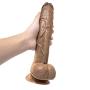 HYLHYL5-F Realistic Dick, Woman Environmental Protection Big Head Health Bendable Suction Cup Base Brown PVC Material (29cm/11.4in)