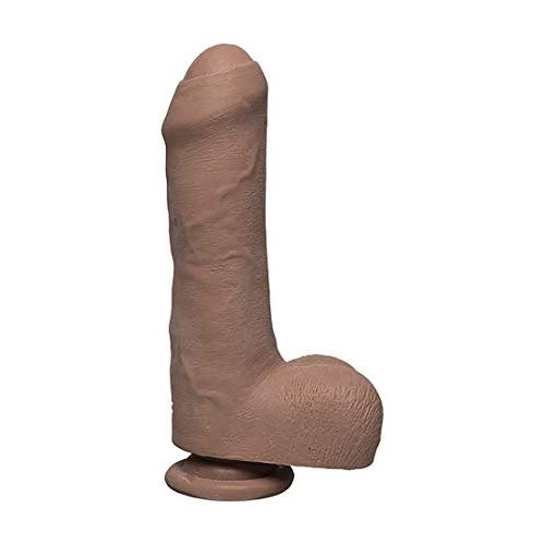 Doc Johnson The D - Uncut D - 7 Inch with Balls - ULTRASKYN - 7" Long and 1.75" Wide - Suction Cup Base - O-Ring Harness Compatible Dildo, Caramel