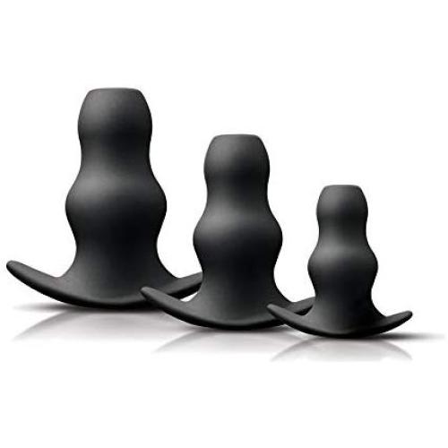 Renegade Peeker - Hollow Rippled Butt Plugs Kit- Black
